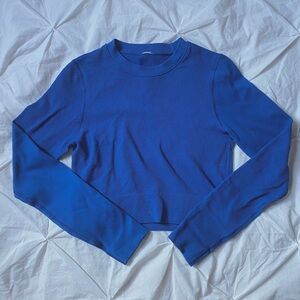 Royal Blue Long Sleeve Women's Athletic Workout Top